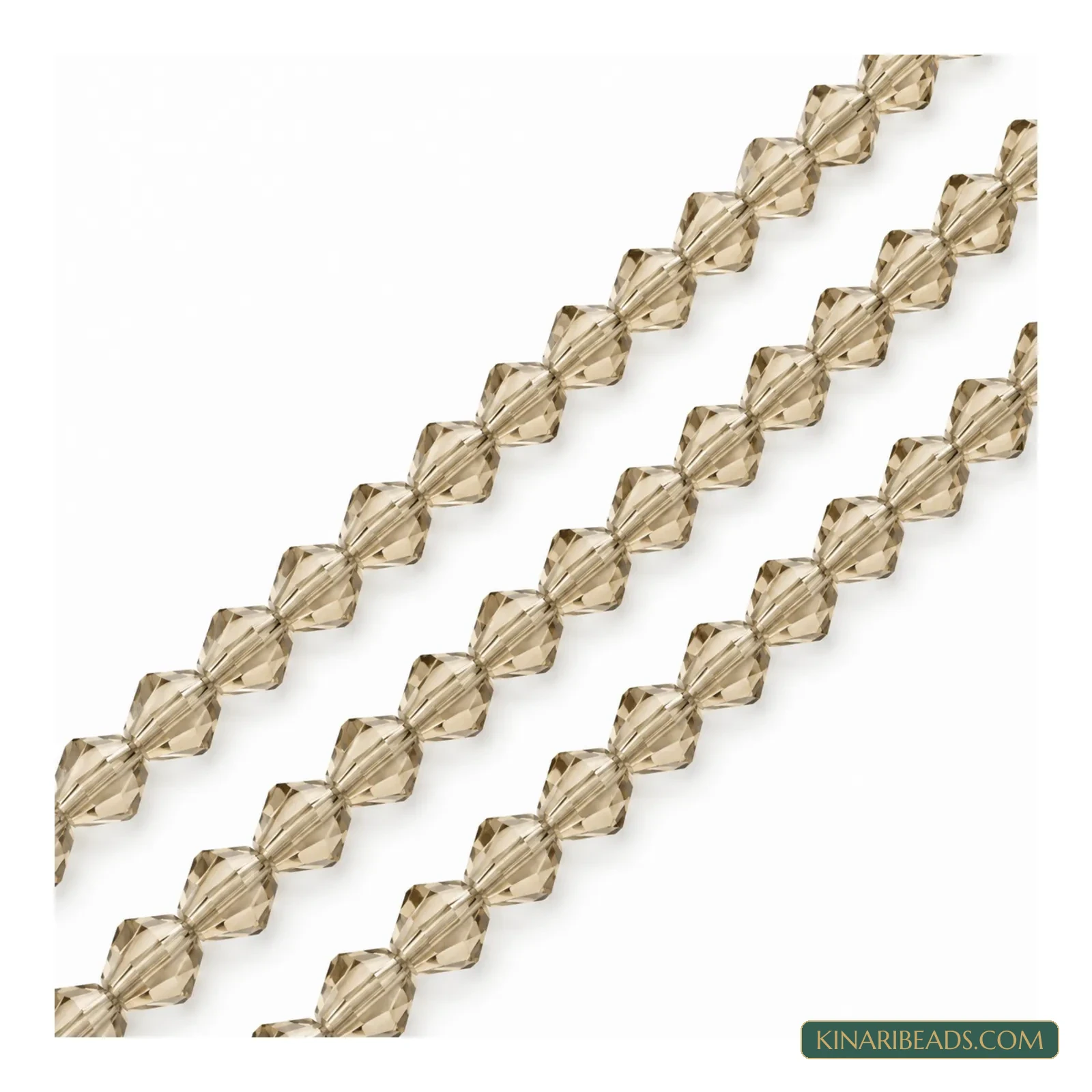 6mm Faceted Crystal Bicone Glass Beads - 1 String - Smoky colour